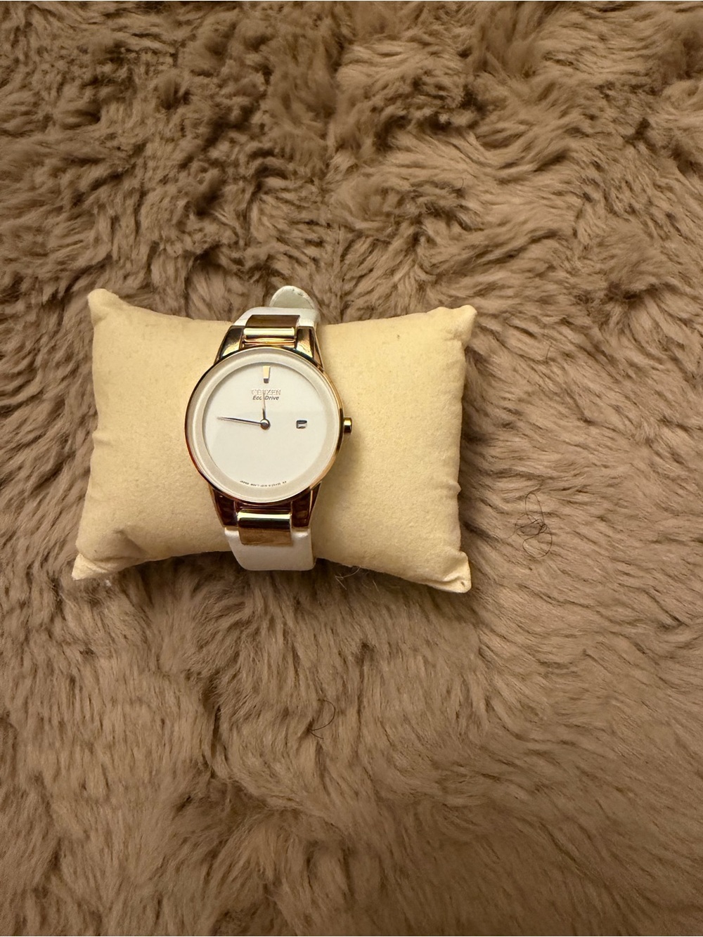 Citizen Ladies Axiom White Leather Strap Watch with Gold-Tone Case
